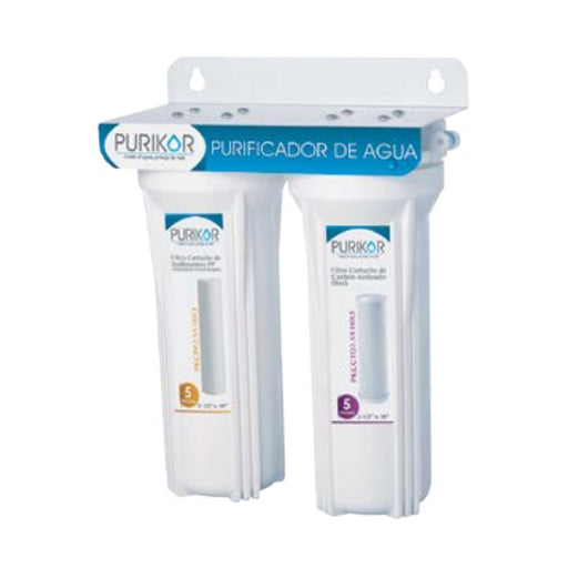 Sistema de Filtración Básica de Agua Marca Purikor Dos Etapas 0.5 GPM 5 Micras