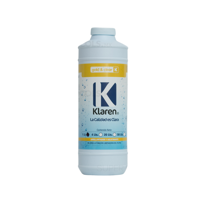 Klaren Clarificador Gold & Clear Limpia y Abrillanta Agua de Albercas, Piscinas y Spas