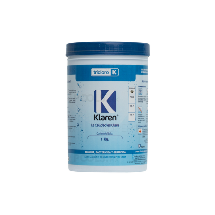 Klaren Tricloro Granulado Desinfecta Agua de Albercas, Piscinas y Spas