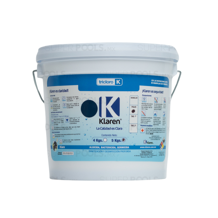 Klaren Tricloro Granulado Desinfecta Agua de Albercas, Piscinas y Spas