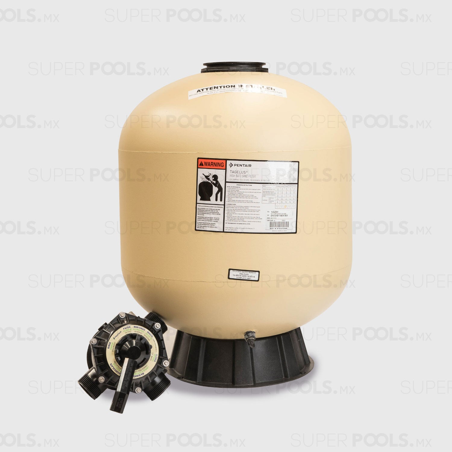 Filtro de Arena Marca Pentair Tagelus con Válvula Multipuerto para Albercas, Piscinas y Spas