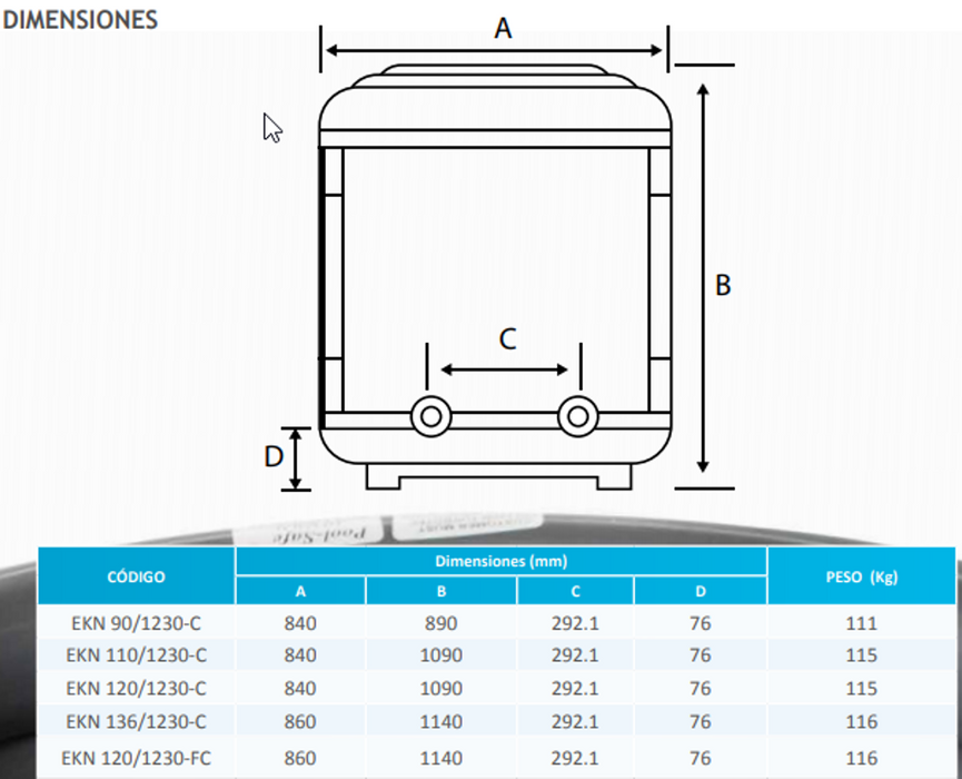 Bomba de calor Marca Hidrocontrol ECO-KAL de 90,000 a 136,000btu/hr para Albercas, Piscinas y Spas