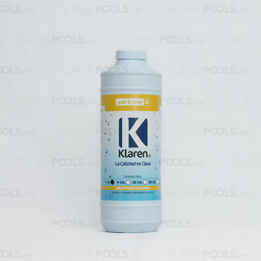 Klaren Clarificador Gold & Clear Limpia y Abrillanta Agua de Albercas, Piscinas y Spas