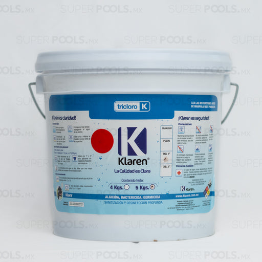 Klaren Tricloro Tabletas 1” Desinfecta Agua de Albercas, Piscinas y Spas