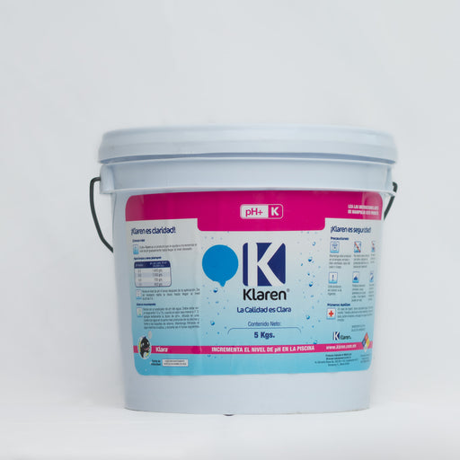Klaren pH+ Polvo 5 Kgs. Para Aumentar el pH del Agua de Albercas, Piscinas y Spas