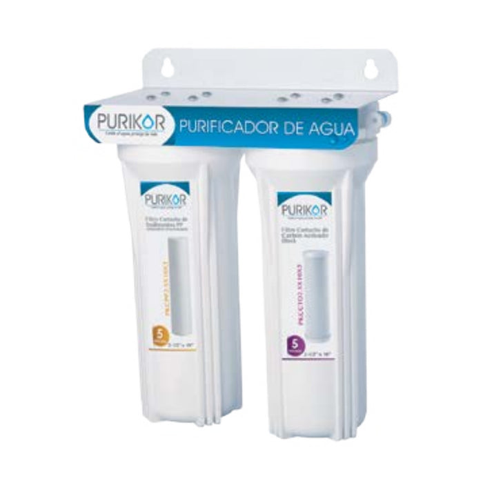 Sistema de Filtración Básica de Agua Marca Purikor Dos Etapas 0.5 GPM 5 Micras