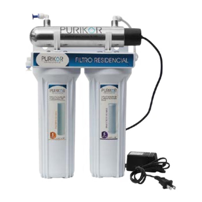 Sistema de Filtración Básica de Agua Marca Purikor Tres Etapas 0.5 GPM 5 Micras