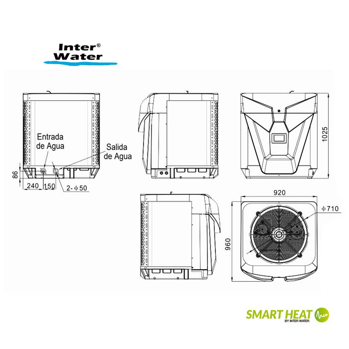 Bomba de Calor Smart Heat marca Interwater 115,000 btu/hr Para Albercas, Piscinas y Spas